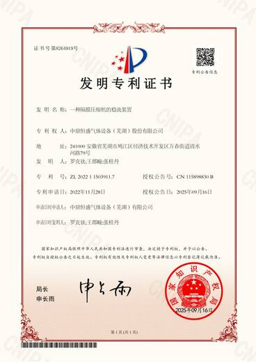 一种隔膜压缩机的稳流装置